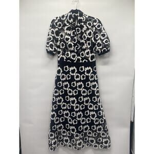 Self-Portrait Black and White Floral Midi Dress